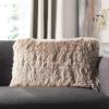 Safavieh Cali Shag Throw Pillow, Silver(Beige)