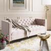 Safavieh Couture Home Vydia Glam Blush Pink Velvet and Gold Tufted Sofa(Blush/Gold)