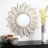 Safavieh Home Alba Champagne Flower Sunburst 30-inch Decorative Accent Mirror(Champagne)