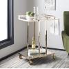 Safavieh Home Collection Capri BCT8003A Gold and Mirror 2 Tier Rectangle Bar Cart