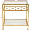 Safavieh Home Collection Hanzel Silver Leaf Glass Side Table(Gold / Glass)