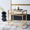 Safavieh Home Collection Hanzel Silver Leaf Glass Side Table(Gold / Glass)