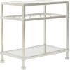 Safavieh Home Collection Hanzel Silver Leaf Glass Side Table(Silver / Glass)
