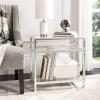 Safavieh Home Collection Hanzel Silver Leaf Glass Side Table(Silver / Glass)