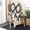 Safavieh Home Collection Lila Grace Boho Grey and Beige Fringe 50 x 60-inch Throw Blanket(Black / Beige)