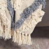 Safavieh Home Collection Lila Grace Boho Grey and Beige Fringe 50 x 60-inch Throw Blanket(Grey / Beige)