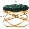Safavieh Home Collection Rumi Emerald and Gold Tufted Velvet Ottoman,(Emerald / Gold)