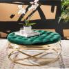 Safavieh Home Collection Rumi Emerald and Gold Tufted Velvet Ottoman,(Emerald / Gold)