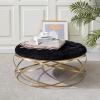 Safavieh Home Collection Rumi Emerald and Gold Tufted Velvet Ottoman,(Emerald / Gold)