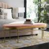 Safavieh Home Sylva 63-inch Glam Dusty Rose Velvet and Gold Oval Bench(Dusty Rose / Gold)