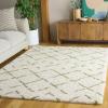 SAFAVIEH Area Rug 8×10 – Arizona Shag Collection – Large – Ivory & Beige, Moroccan Boho Design, Non-Shedding & Easy to Clean, Ideal for Living Room, Bedroom, Dining Space (ASG743A)(Ivory/Green)