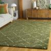 SAFAVIEH Area Rug 8×10 – Arizona Shag Collection – Large – Ivory & Beige, Moroccan Boho Design, Non-Shedding & Easy to Clean, Ideal for Living Room, Bedroom, Dining Space (ASG743A)(Green/Ivory)