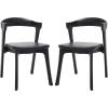 SAFAVIEH Couture Collection Brylie Rustic Black Leather Chair Set of 2(Black)