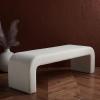 SAFAVIEH Couture Collection Caralynn Mid-Century Modern White Faux Lamb’s Wool Bench (Fully Assembled)