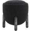 SAFAVIEH Couture Collection Clarabella Ivory Boucle/Black Round Upholstered Footrest Ottoman (Fully Assembled)(Black)