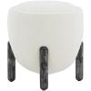 SAFAVIEH Couture Collection Clarabella Ivory Boucle/Black Round Upholstered Footrest Ottoman (Fully Assembled)(Ivory/Black)