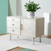 SAFAVIEH Couture Collection Elissa Mid-Century White Wash Small Entertainment Media Stand (Fits up to a 45″ Flatscreen TV)(White Washed)