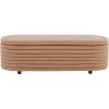 SAFAVIEH Couture Collection Jaymie Camel/Black Oval Faux Vegan Leather Storage Bench Lift Top for Bedroom Living Room(Camel/Black)