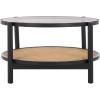 SAFAVIEH Couture Collection Karyna Natural Solid Wood Rattan/Glass Coffee Table(Black/Natural)