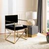 SAFAVIEH Couture Collection Kian Gold and Black Velvet Directors Chair(Black / Gold)