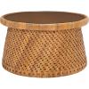 SAFAVIEH Couture Collection Lianna Coastal Tropical Natural Rattan Solid Wood Round Coffee Table (Fully Assembled)