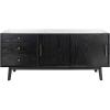 SAFAVIEH Couture Collection Tomas Mid-Century White Washed 3-Drawer Sliding Door Entertainment Media Stand (Fits up to a 65″ Flatscreen TV)(Black)