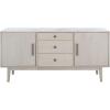 SAFAVIEH Couture Elissa TV Stand for up to 65″ Flatscreen – Mid-Century White Washed, 3 Drawers, 2 Doors with Interior Storage, Entertainment Media Console (SFV2115A)