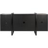 SAFAVIEH Couture Home Collection Cordelia Black Rattan 4-Door Storage Buffet Cabinet Entertainment Console Media Stand Sideboard (Fully Assembled)