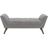 SAFAVIEH Couture Home Collection Damian Mid-Century Light Grey Linen Tufted Living Room Bedroom Dining Foyer Entryway Ottoman Bench(Light Grey)