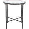 SAFAVIEH Couture Home Collection Jessa Brass Metal/White Marble Top Round End Table (Fully Assembled)(Black)