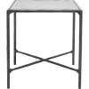 SAFAVIEH Couture Home Collection Jessa Brass Metal/White Marble Top Square End Table (Fully Assembled)(Black/White)