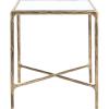 SAFAVIEH Couture Home Collection Jessa Brass Metal/White Marble Top Square End Table (Fully Assembled)(Brass)