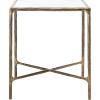 SAFAVIEH Couture Home Collection Jessa Brass Metal/White Marble Top Square End Table (Fully Assembled)(White / Brass)