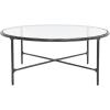 SAFAVIEH Couture Home Collection Jessa Silver Metal/Tempered Glass Top Round Coffee Table (Fully Assembled)(Black)