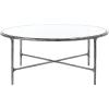 SAFAVIEH Couture Home Collection Jessa Silver Metal/Tempered Glass Top Round Coffee Table (Fully Assembled)(Silver)