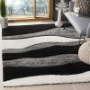 SAFAVIEH Florida Shag Collection Area Rug – 6′ x 9′, Ivory & Grey, Abstract Design, Non-Shedding & Easy Care, 1.2-inch Thick Ideal for High Traffic Areas in Living Room, Bedroom (SG475-1180)(Grey/Black)