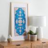 SAFAVIEH Home Collection Chartrelle Blue/Pink 14 x 29-inch Boho Chic Wood Framed Textile Wall Art for Bedroom, Living Room, Foyer, Dining Area, Entryway