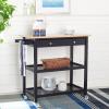 SAFAVIEH Home Collection Cohyn Natural/White 1-Drawer 2-Shelf Storage Dining Room Trolley Kitchen Cart with Wheels KCH1401B(Natural/Black)