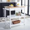 SAFAVIEH Home Collection Cohyn Natural/White 1-Drawer 2-Shelf Storage Dining Room Trolley Kitchen Cart with Wheels KCH1401B(Natural/White)