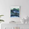 SAFAVIEH Home Collection Echo Denim Blue/Green 16 x 20-inch Modern Abstract Framed Wall Art for Bedroom, Living Room, Foyer, Dining Area, Entryway