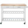 SAFAVIEH Home Collection Kiko White/Natural 2-Drawer 2-Shelf Trolley Kitchen Cart with Wheels