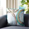 SAFAVIEH Home Nima Blue and Gold Glam 18-inch Decorative Pillow Pillow