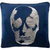 SAFAVIEH Home Rayen Dark Blue and Silver Skull 20-inch Decorative Pillow Pillow