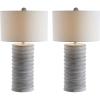 SAFAVIEH Lighting Collection – Melina Bone & White Washed Distressed 29-Inch Table Lamps, Set of 2, Rustic Farmhouse Design with LED Bulbs Included (TBL4121B-SET2)(White)