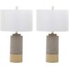 SAFAVIEH Lighting Collection – Set of 2 Modern Contemporary Farmhouse Grey Concrete & Gold 24-Inch Table Lamps for Bedroom, Living Room, Home Office, LED Bulbs Included (LIT4451A-SET2)