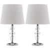 SAFAVIEH Lighting Collection Crescendo Modern Glam Tiered Crystal/ Off-White Shade Bedroom Living Room Home Office Desk Nightstand Table Lamp Set of 2 (LED Bulbs Included)(Clear/White – Set of 2)