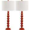 SAFAVIEH Lighting Collection Jenna Modern Contemporary Orange Stacked Ball 32-inch Bedroom Living Room Home Office Desk Nightstand Table Lamp Set of 2 (LED Bulbs Included)(Orange – Set of 2)