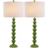 SAFAVIEH Lighting Collection Jenna Modern Contemporary Orange Stacked Ball 32-inch Bedroom Living Room Home Office Desk Nightstand Table Lamp Set of 2 (LED Bulbs Included)(Green – Set of 2)