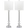 SAFAVIEH Lighting Collection Marla Modern Crystal Candlestick 31-inch Bedroom Living Room Home Office Desk Nightstand Table Lamp Set of 2 (LED Bulbs Included)