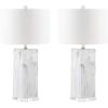 SAFAVIEH Lighting Collection Olympia Modern Contemporary Black/ White Marble Ceramic 29-inch Bedroom Living Room Home Office Desk Nightstand Table Lamp Set of 2 (LED Bulbs Included)(Black / White)